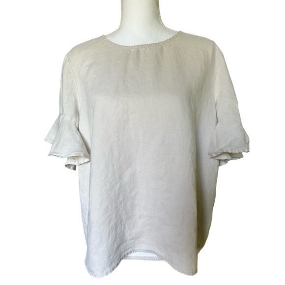 For Cynthia 100%‎ Linen blouse with Ruffle Bell Sleeves - sz XL EUC - Picture 1 of 7